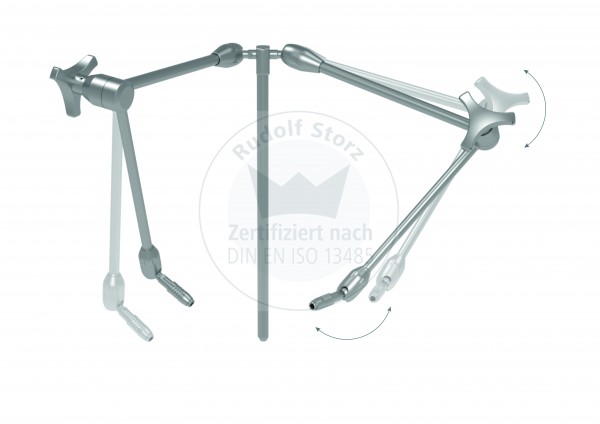 FixSys Articulated arm (2 arm design) with triple clamping, with double connection possibility and Quick-connector